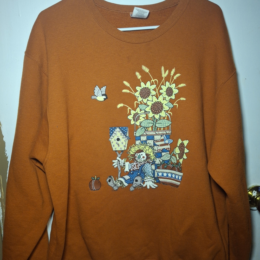 Jerzees Women's Orange Graphic Crewneck‎ Sweater